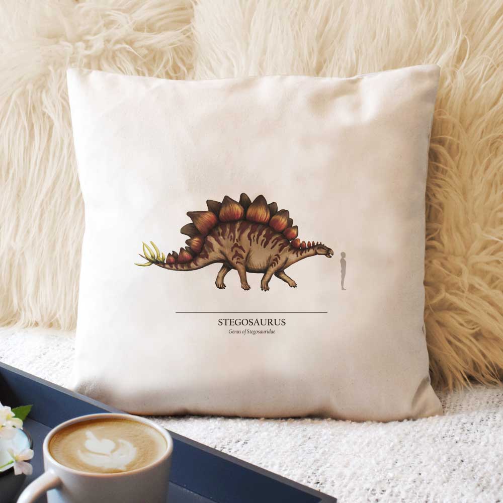 Human & Dinosaur Size Comparison Cushion Covers (Stegosaurus)